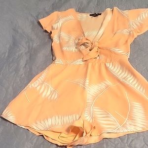 Peach print romper